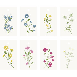 Lot de 16 étiquettes cadeau Fleurs