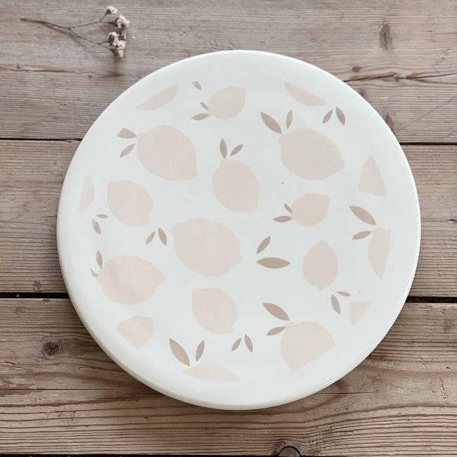 Dessous de plat en grès émaillé citron nude