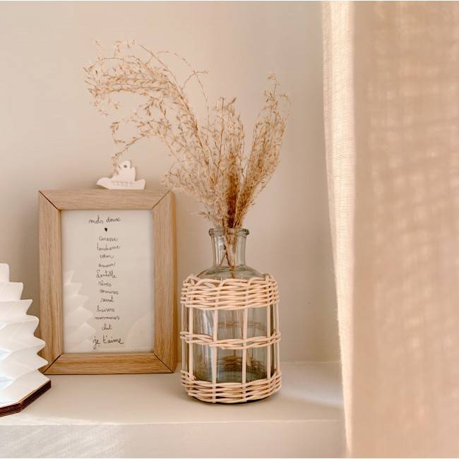 Petit vase verre et rotin de IB Laursen Scandimag Déco