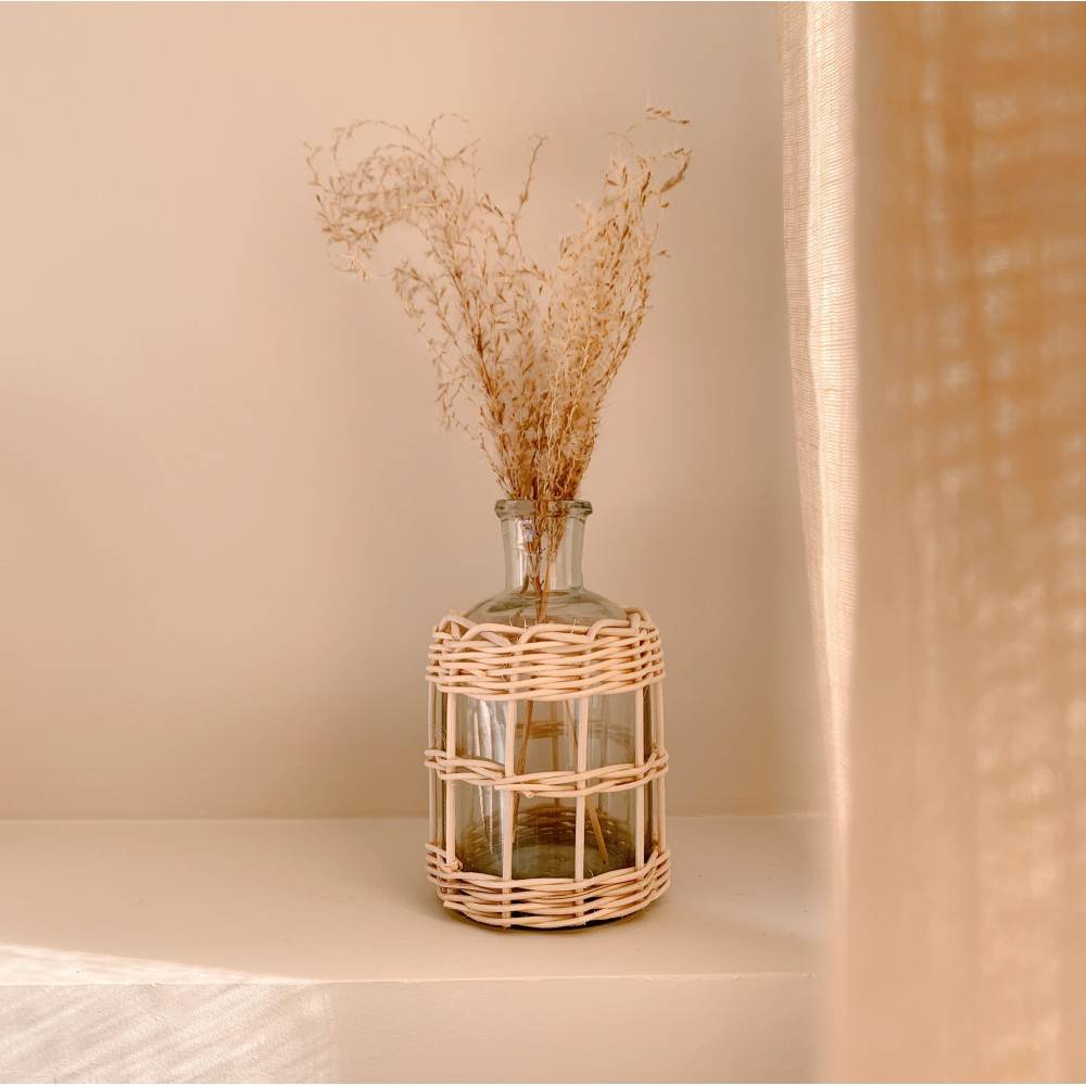 Petit vase verre et rotin de IB Laursen Scandimag Déco