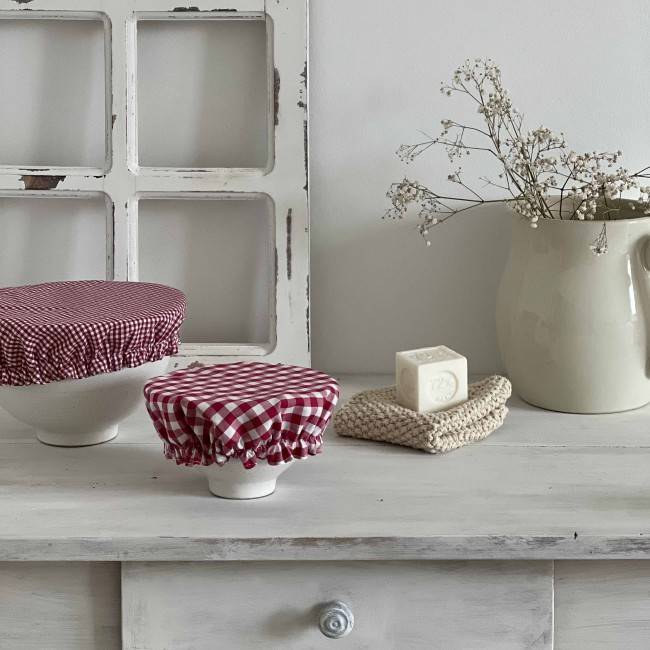 Couvre plat en coton vichy cerise - Lot de 4