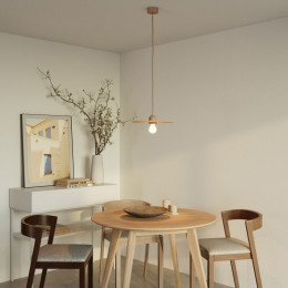 Suspension abat-jour disque en bois