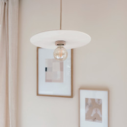 Suspension abat-jour disque en bois