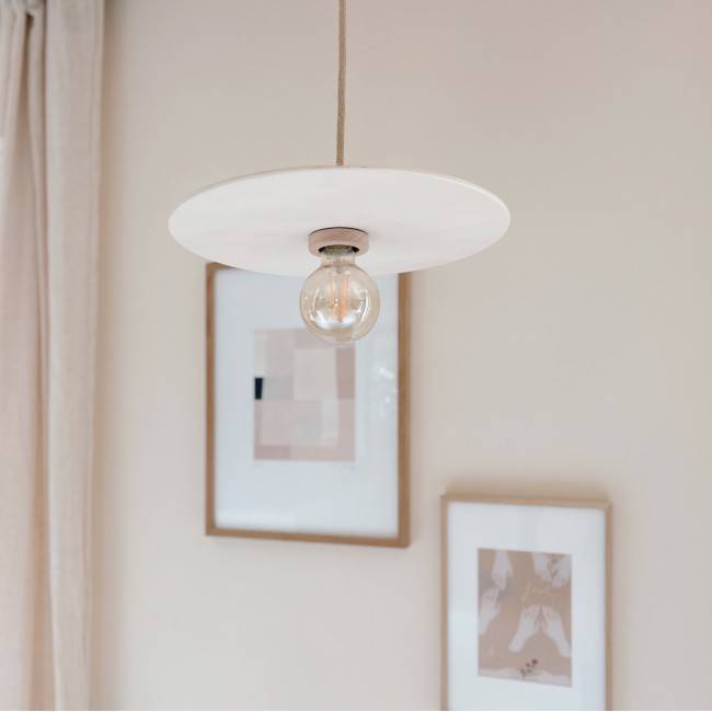 Suspension abat-jour disque en bois