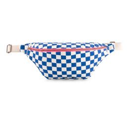 Sac banane damier - Bleu grec