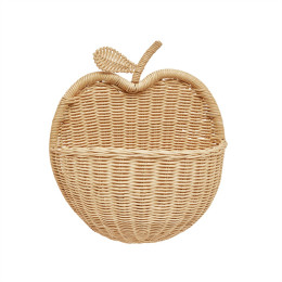 Panier mural pomme en rotin