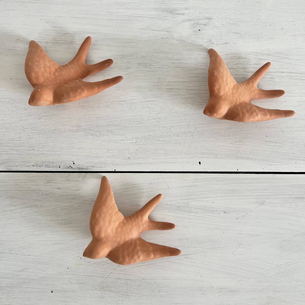 Lot de 3 hirondelles en céramique rose pâle | Leroy Merlin