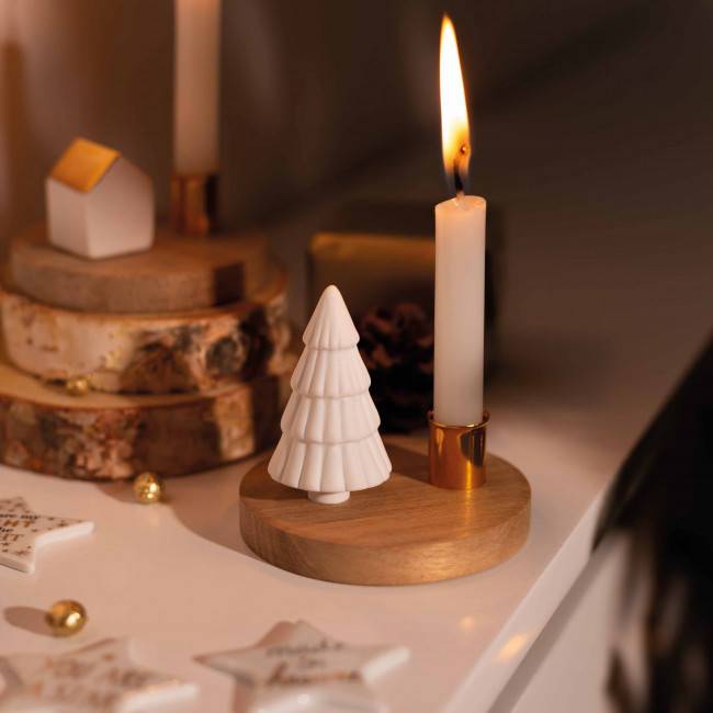 Petit bougeoir socle en bois "sapin"