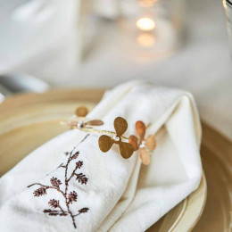 Ronds de serviettes fleurs dorées - lot de 4