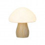 Lampe de table champignon porcelaine et bois
