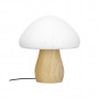 Lampe de table champignon porcelaine et bois