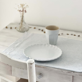 Set de table en coton rayures bleu et blanc