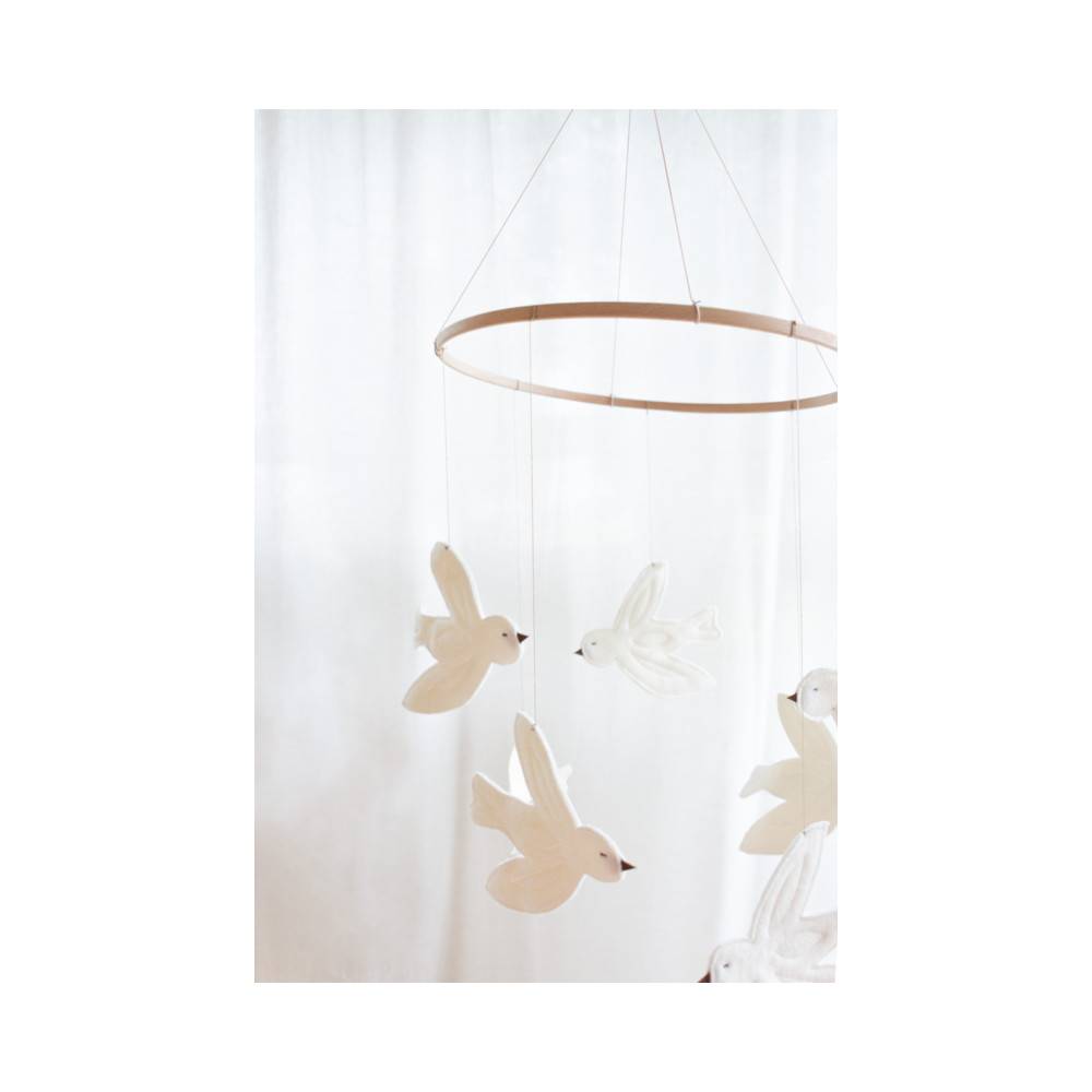 Mobile Décoratif Clochettes Et Oiseaux Coloré - Céramique - Longueur 80 Cm - Pour Chambre D'enfant Ou Jardin