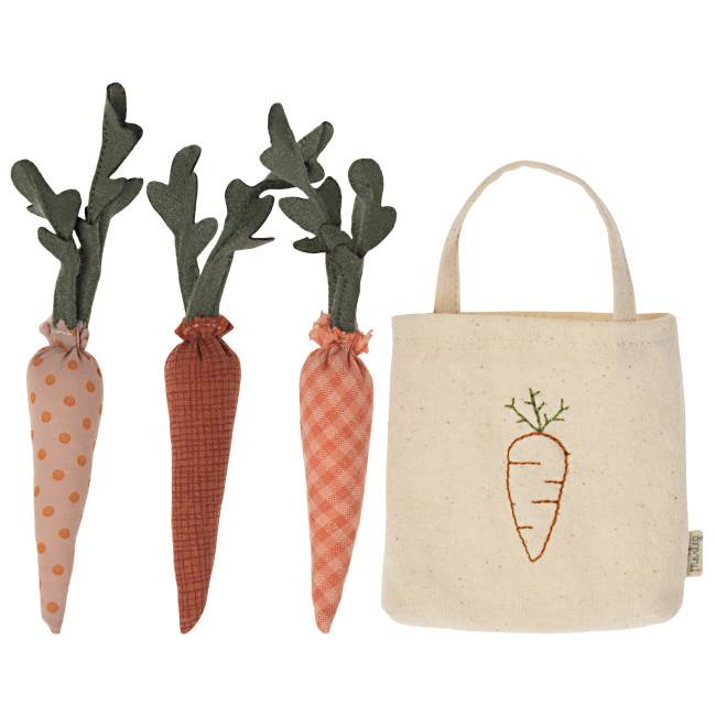 Lot de 3 carottes avec leur sac Maileg