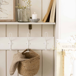 Porte manteau mural en bois blanc - 3 Crochets