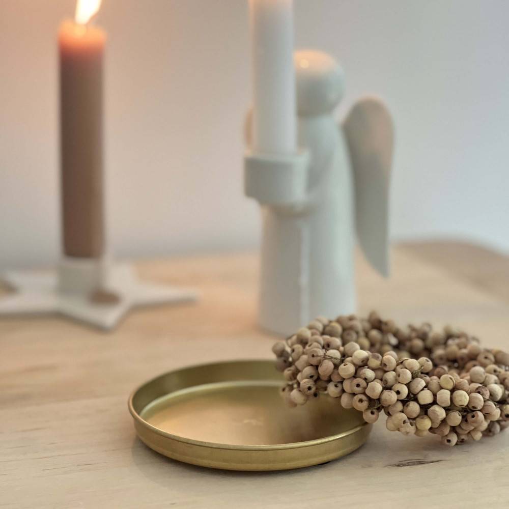 Lot De 2 Bougeoirs Métal Noir Rond - Support Bougie Plateau Mariage Noël Décoration Table