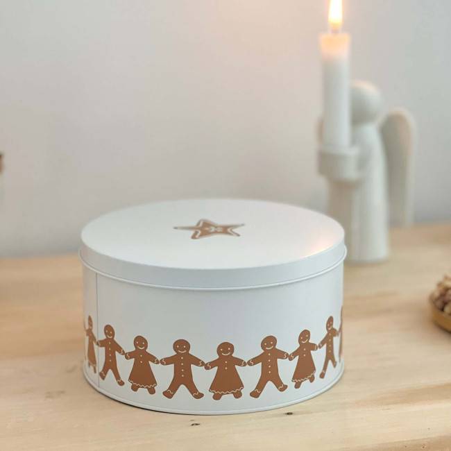 Boîte de rangement en métal motif Pain d'épice