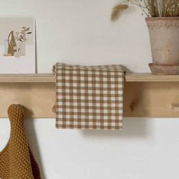 Torchon petits carreaux marron naturel