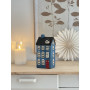 Maison photophore bleue porte rouge