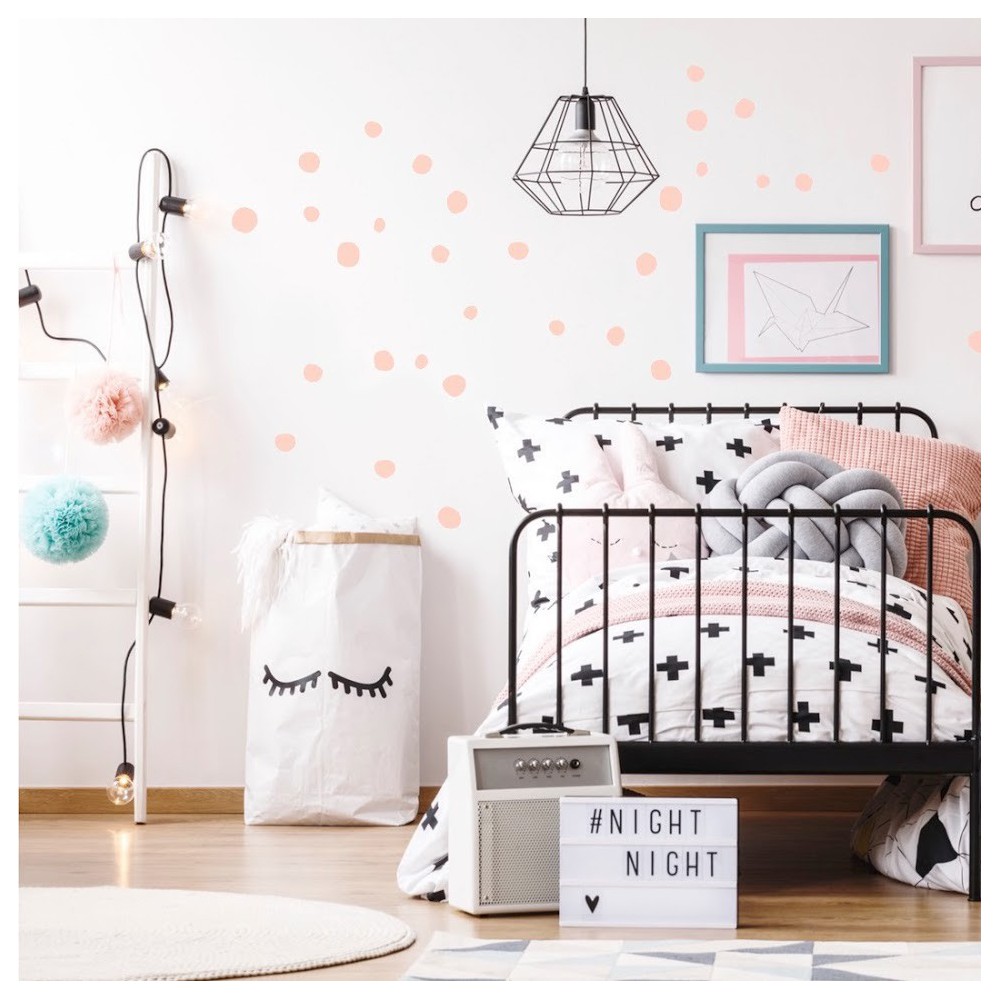 Polka Dots Stickers,200 Pièces Stickers Rond Or Rose Autocollant Mural Pois Stickers Muraux,pour Chambre Enfant Fille Bebe Decoration 
