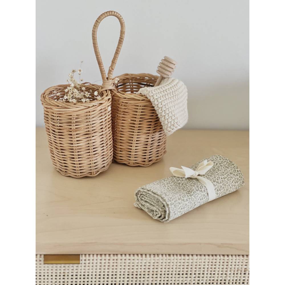 Petit Panier En Osier Avec Anse – Fond Ajouré – TBE – Dimensions 21x17x10 Cm