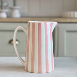 Pichet en céramique rayure rose
