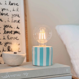 Lampe à poser décorative à rayures - Bleu