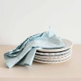 Torchon en coton et lin uni bleu ciel