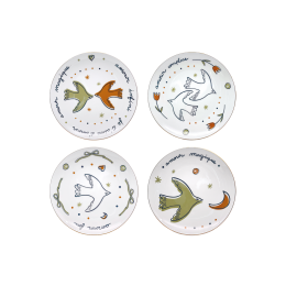 Lot de 4 assiettes oiseaux