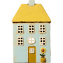 Maison photophore en céramique - pastel jaune et bleu