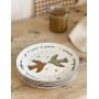 Lot de 4 assiettes en faïence motifs oiseaux - Élégance naturelle
