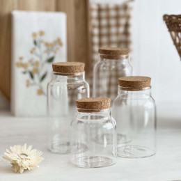 Lot de 4 Pots en Verre avec bouchon – Pour Épices, Vrac ou DIY