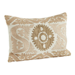 Housse de coussin Brodé Beige – Motif Chic en Coton