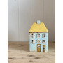 Maison photophore en céramique - pastel jaune et bleu