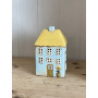 Maison photophore en céramique - pastel jaune et bleu