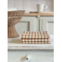 Torchon petits carreaux marron naturel