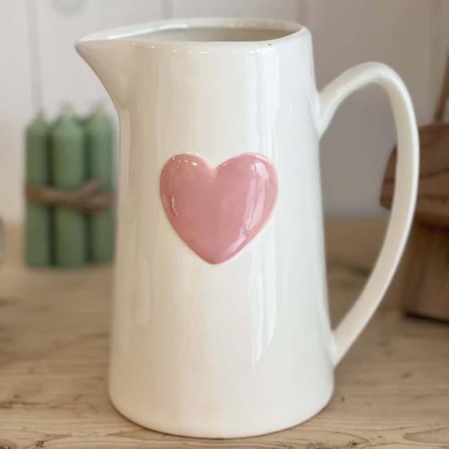 Pichet en céramique Coeur rose