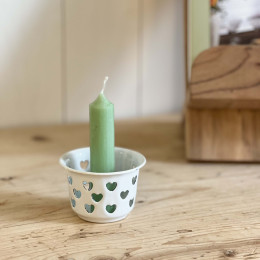 Bougeoir en émail petits coeurs