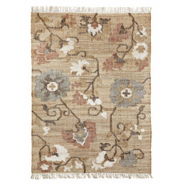 Tapis en jute avec un motif fleurs
