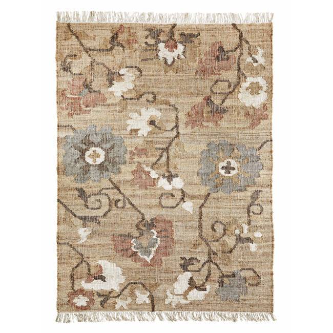 Tapis en jute avec un motif fleurs