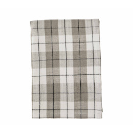 Torchon gris taupe carreaux et fines rayures