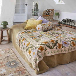 Jeté de lit brodé Suzani – couvre-lit artisanal en coton