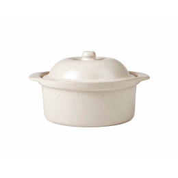 Plat à four avec couvercle en grès beige