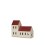 Maison photophore décorative en céramique - Toit rouge