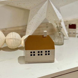 Photophore Maison en Céramique - Toit Ocre
