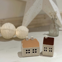 Duo de maisons en céramiques décoratives - toits colorés - 2