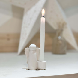 Bougeoir Ange en céramique blanc