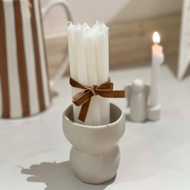 Bougies blanches 13 mm - lot de 8