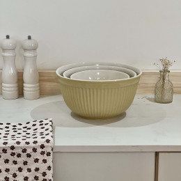 Ensemble de 3 Saladiers Empilables en Grès – Ocre jaune