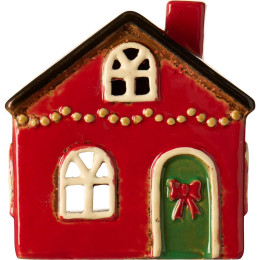 Maison lumineuse de Noël en céramique rouge